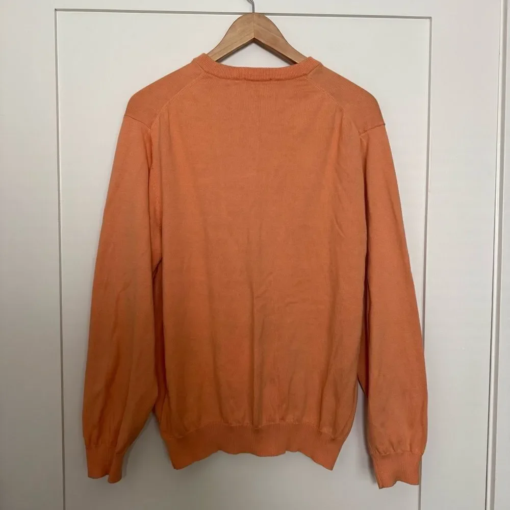 Brooks Brothers 346 Sweater Mens Large Peach 100% Supima Cotton V Neck Preppy